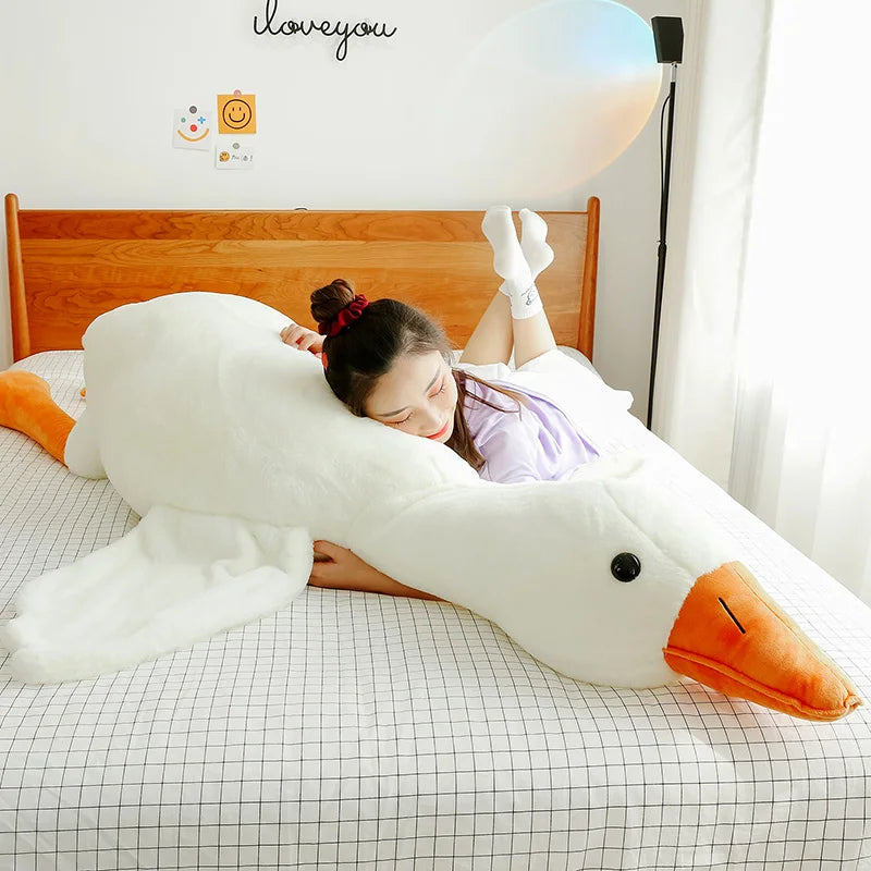 90-190cm Lovely Big White Goose Throw Pillow Plush Doll Sleep on Bed Birthday stuffed Toys