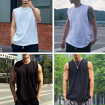 Sleeveless T-Shirt Men's Fitness Clothes White Sports Undershirt Unisex