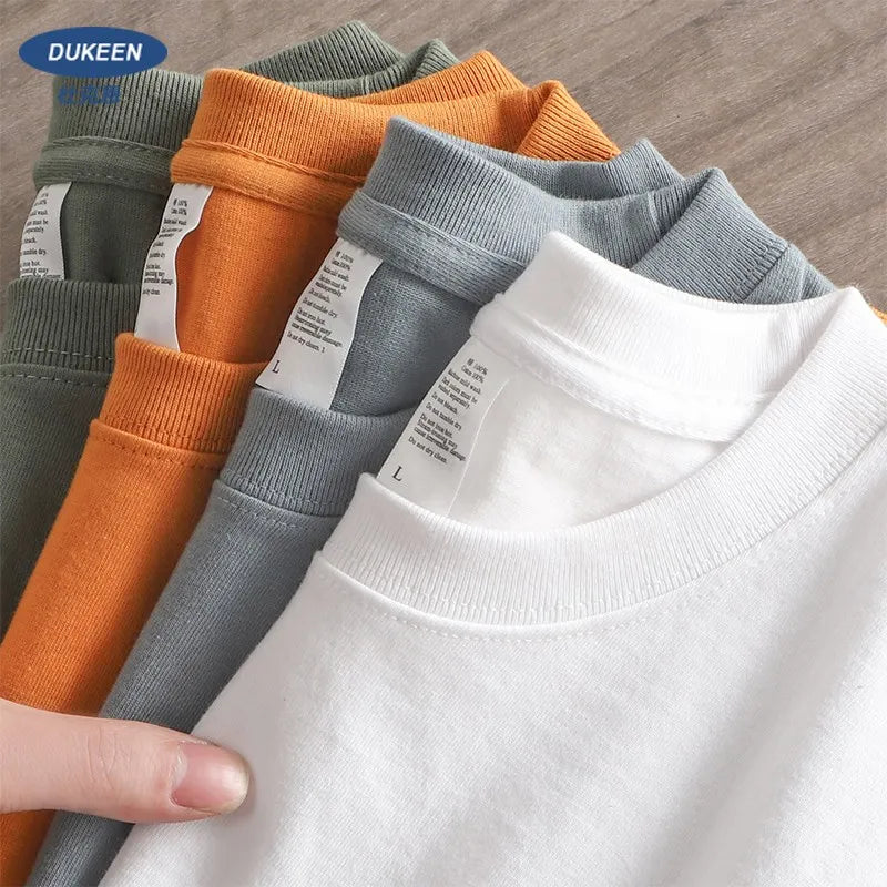 Oversized Heavyweight T Shirt for Men Summer Short Sleeve Tee 100% Cotton