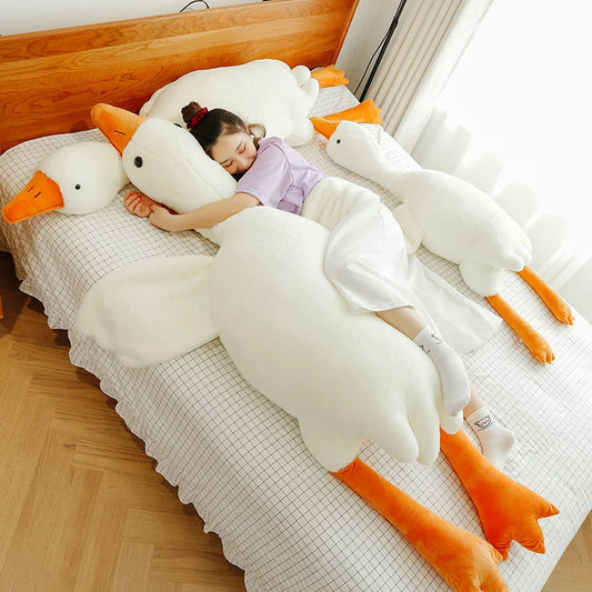 90-190cm Lovely Big White Goose Throw Pillow Plush Doll Sleep on Bed Birthday stuffed Toys